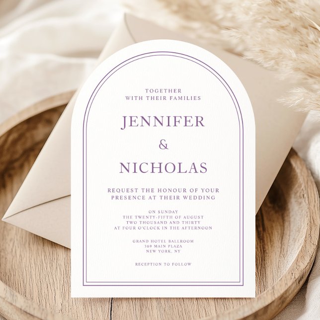 Invitation Élégant Arc Mariage classique français Lilac (Elegant Classic Formal French Lilac Wedding Arch Invitation)