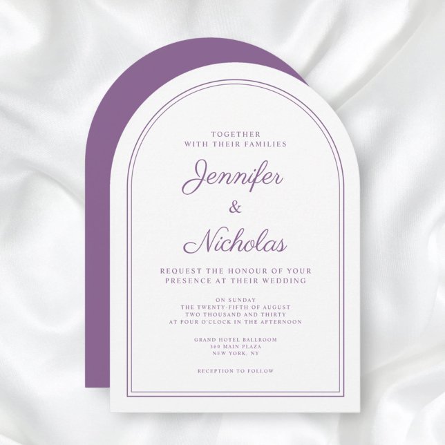Invitation Élégant Arc Mariage classique français Lilac (Elegant Classic Formal French Lilac Wedding Arch Invitation)