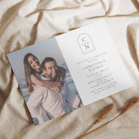 Élégant Arc Moderne Monogramme Photo Couples Douch