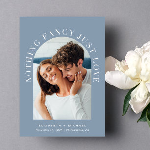 Invitation Elégant Arc Photo Dusty Blue Mariage Décontracté