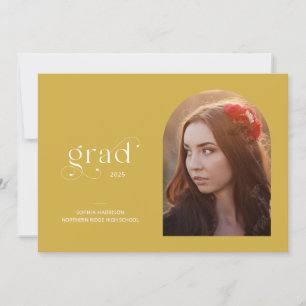 Invitation Elégant Arc Photo Earthy Yellow Graduation Party