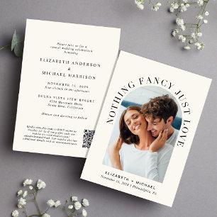 Invitation Elégant Arc Photo QR Code Cream Mariage Décontract