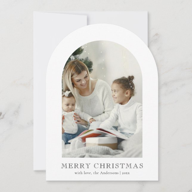 Invitation Elegant Arch 1 Photo Merry Christmas Holiday Card (Devant)