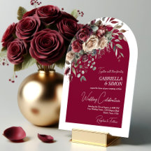 Elégant Arch Bourgogne & Crème Rose Mariage