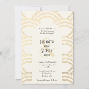 Invitation Elégant Arch Gatsby Art Déco 1920's Ivory & Gold