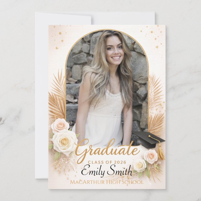 Invitation Elegant Arch Photo Graduation Announcement (Devant)