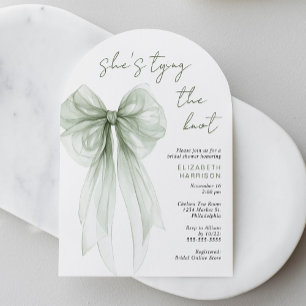 Invitation Élégant Arche de Mariage avec Ruban de Sauge Aquar