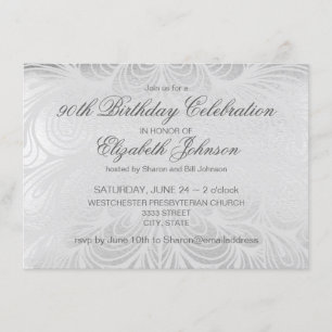 Invitation Elégant Argent 90e anniversaire