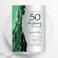 Élégant Argent Emerald Green Agate 50e anniversair