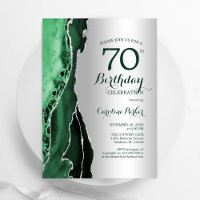 Élégant Argent Emerald Green Agate 70e anniversair