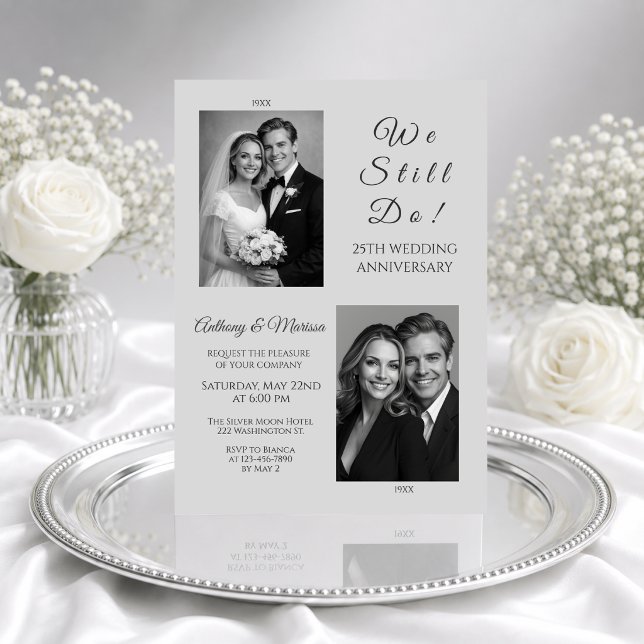 Invitation Élégant Argent Nous Nous Marions Encore 25 Ans de  (Créateur téléchargé)