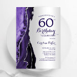 Invitation Elégant Argent Purple Agate 60e anniversaire<br><div class="desc">Purple et argent agate 60e anniversaire invitation de fête. Design élégant et moderne avec aquarelle agate marbre arrière - plan,  faux parties scintillant argent et typographie script. Carte invitation branchée parfaite pour une célébration anniversaire féminine élégante. Invitations Zazzle imprimées ou téléchargement instantané modèle imprimable numérique.</div>