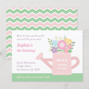 Invitation Elégant arrosage Floral Can Jardin fête d'annivers