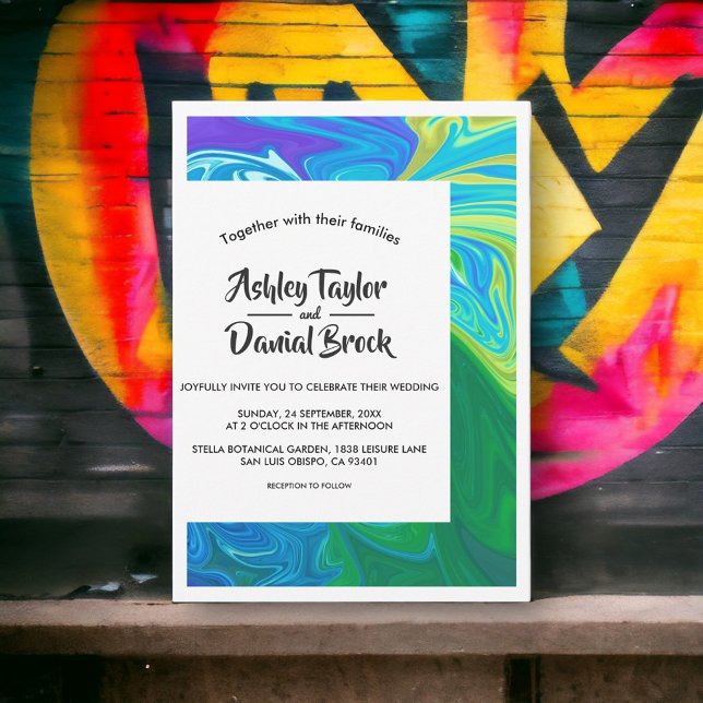 Invitation Élégant Art Abstrait moderne Mariage artistique mo (Créateur téléchargé)