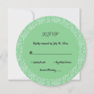 Invitation Elégant Art Déco Damask Formal Round Wedding RSVP