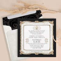 Élégant Art Déco Noir Gold Nouveau Gatsby Mariage