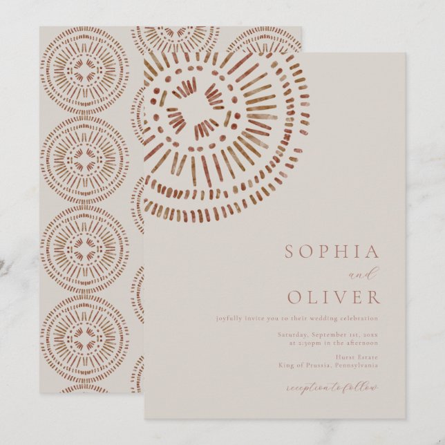 Invitation Élégant Art Déco Tropical Mariage à l'aquarelle (Devant / Derrière)