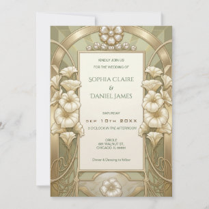 Invitation Élégant Art Nouveau de lys calla Mucha Mariage