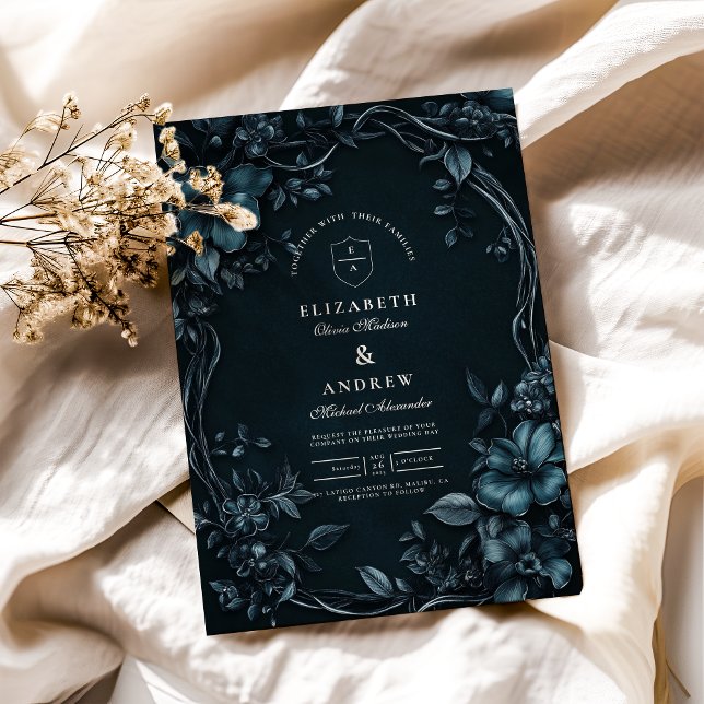 Invitation Élégant Art Nouveau Floral Halloween Mariage (Créateur téléchargé)