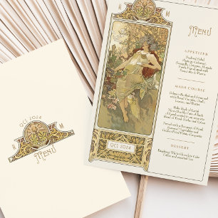 Invitation Elégant Art Nouveau Mariage Menu Dîner Mucha