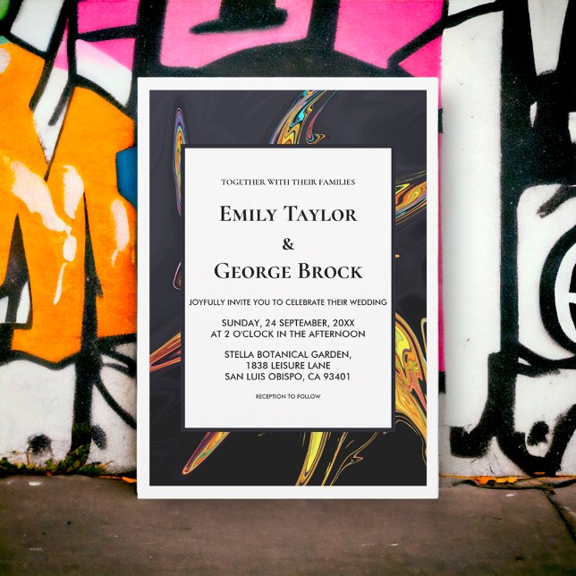 Invitation Elégant Artsy Abstrait moderne minimal chic Mariag (Créateur téléchargé)