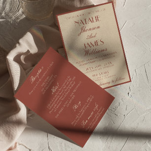 Invitation Élégant Auburn Cuivre Vieille Fortune Tout En Un M