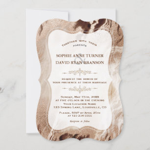 Invitation Élégant Aurum Marble Or Mariage texturé