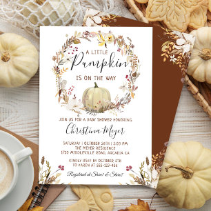 Invitation Élégant automne Citrouille Floral automne Baby sho