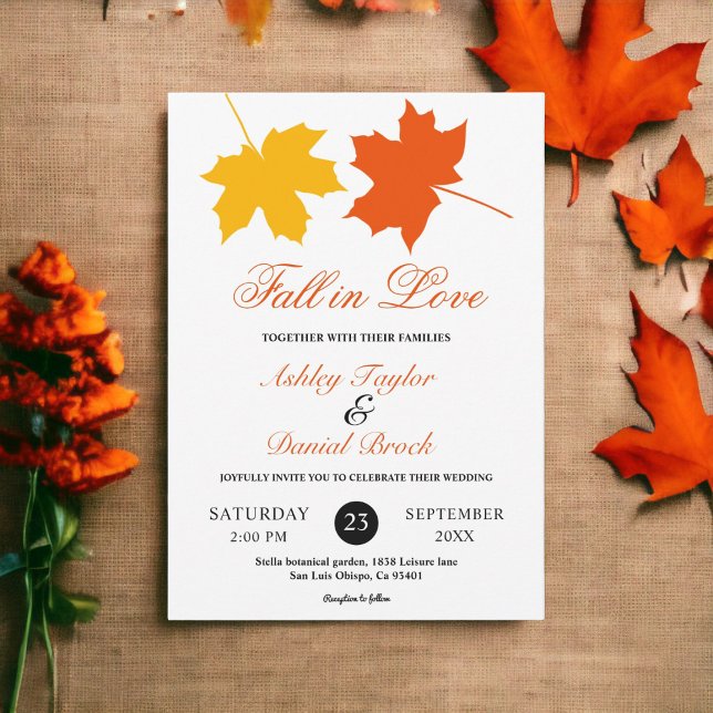 Invitation Élégant automne Feuilles Boho automne Mariage flor (Créateur téléchargé)