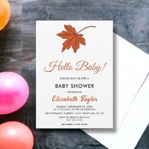 Invitation Elégant Automne Orange Feuilles Automne Baby showe