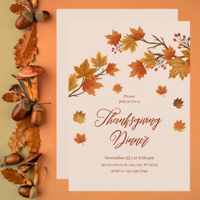 Invitation Élégant automne part Thanksgiving Dîner (Créateur téléchargé)