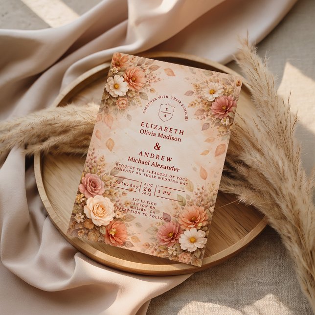 Invitation Elegant Autumn Flower Wedding (Créateur téléchargé)
