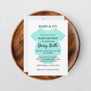 Invitation Elegant Baby & Co Baby-Shower Bleu Vert