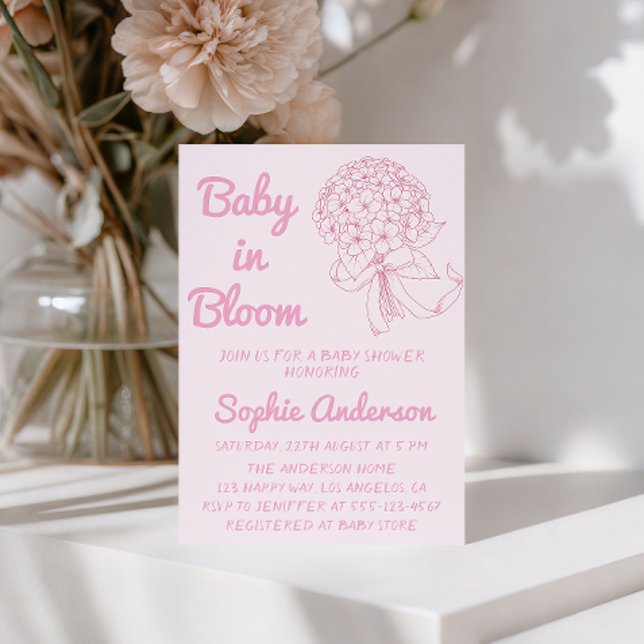 Invitation Elegant Baby in Bloom Pink Floral Baby Shower (Créateur téléchargé)