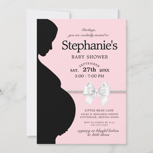 Invitation Élégant Baby shower à thème en verre rose Tiffany  (Devant)