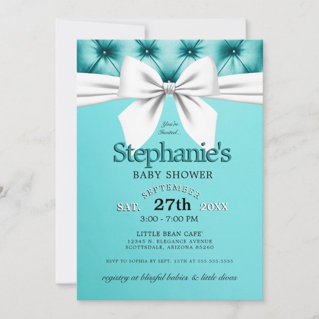 Invitation Elégant Baby shower Aqua Blue Tiffany moderne (Devant)