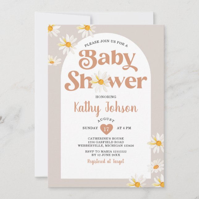 Invitation Elégant Baby shower Arch Boho Fleurs De Fleurs De  (Devant)