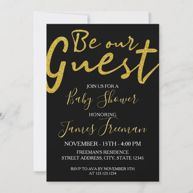 Invitation Elégant Baby shower Black et Gold Chic (Devant)