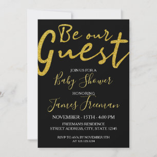 Invitation Elégant Baby shower Black et Gold Chic