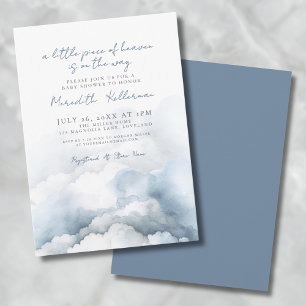 Invitation Elégant Baby shower bleu Aquarelle Ciel