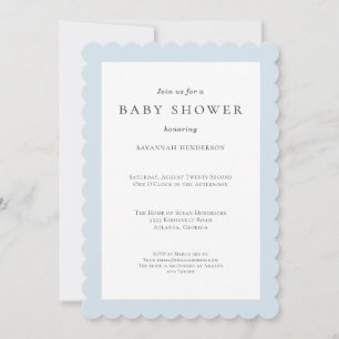 Invitation Elégant Baby shower bleu Fleur sauvage classique