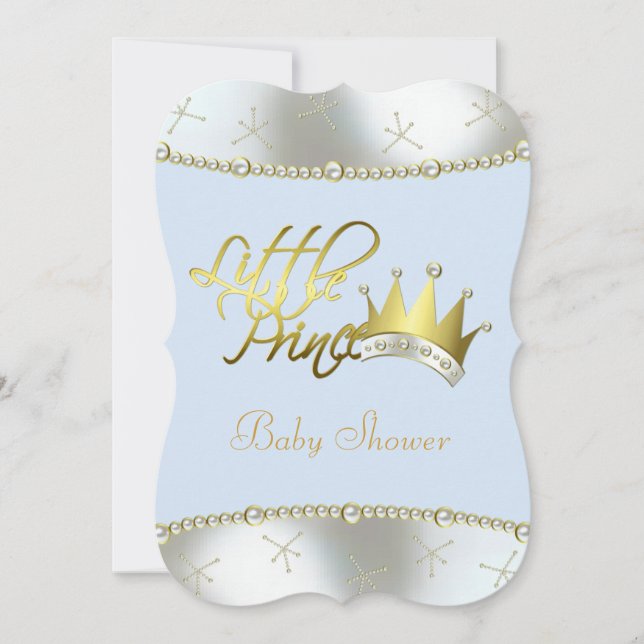 Invitation Elégant Baby shower Blue et Gold Little Prince (Devant)