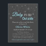 Invitation Élégant Baby shower Blue Winter Snowflake<br><div class="desc">Bébé il fait froid dehors ! Invitations amis et famille pour un baby shower confortable en l'honneur de maman d'être avec cette élégante, élégante et classe invitation de baby shower de flocon de neige qui a des flocons de différentes formes, tailles et conceptions enfilés ensemble. Le texte "Baby It's Cold...</div>