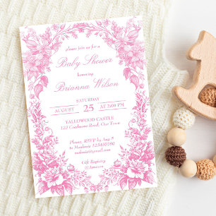 Invitation Élégant baby shower botanique rose
