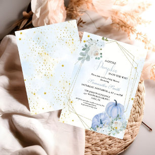 Invitation Elégant Baby shower Citrouille Blue Little