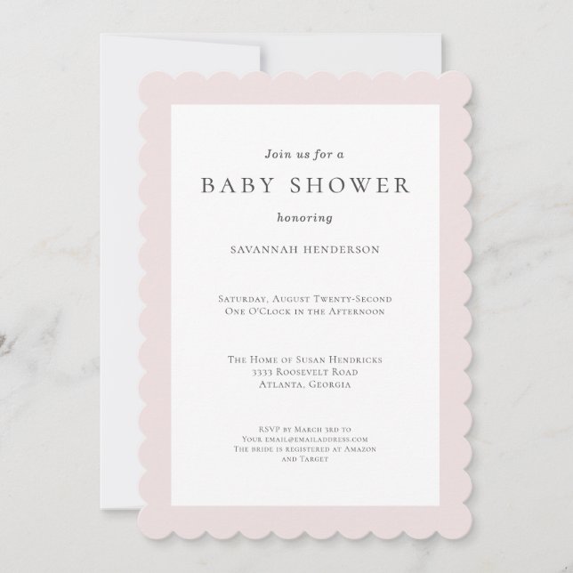 Invitation Élégant Baby shower classique rose (Devant)