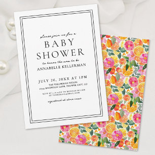 Invitation Élégant Baby shower d'agrumes floraux