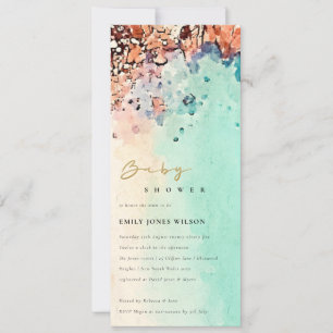 Invitation Elégant Baby shower d'aquarelle Beach Sand Rock