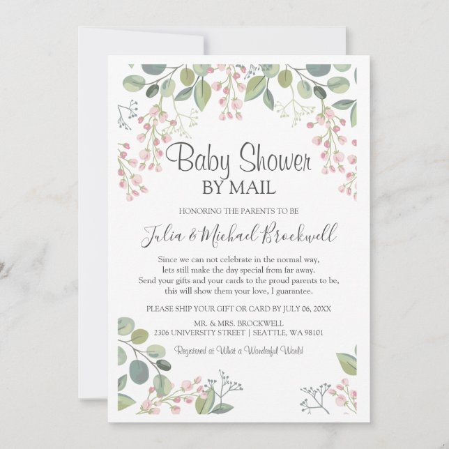 Invitation Elégant Baby shower d'aquarelle en fleurs par cour (Devant)