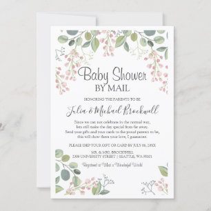 Invitation Elégant Baby shower d'aquarelle en fleurs par cour